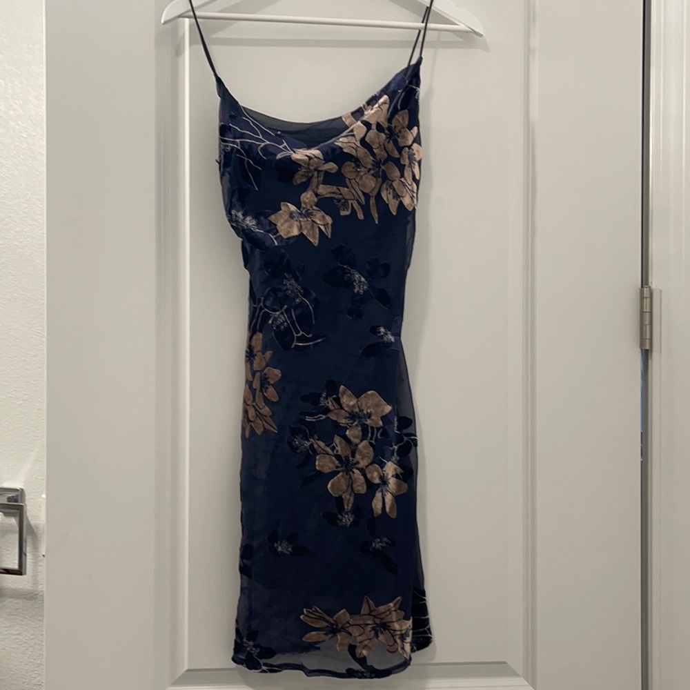 Dark blue burnout mini dress Xs